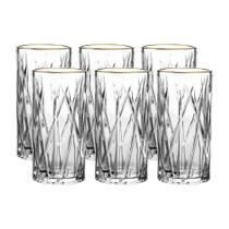 Jogo de copos altos cristal Ecológico borda dourada LHermitage Forest 390ml 6 peças