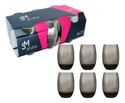 Jogo de Copos Aruba Redondo Long Drink 465ml Fumê