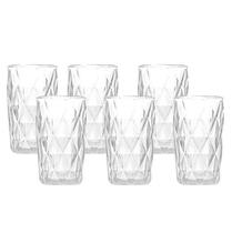 Jogo de Copos com Relavo de Diamante Transparente 350ml Gamma
