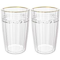 Jogo de Copos de Cristal Transparente Fio de Ouro Imperial 370ml 2 peças - Lyor