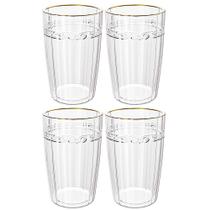 Jogo de Copos de Cristal Transparente Fio de Ouro Imperial 370ml 4 peças - Lyor