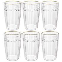 Jogo de Copos de Cristal Transparente Fio de Ouro Imperial 370ml 6 peças - Lyor Jogo de Copos de Cristal Transparente Fio de Ouro Imperial 370ml 6 peças - Lyor