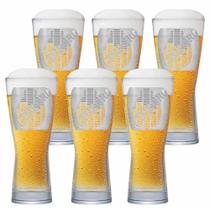 Jogo de Copos de Cristal Tuborg Rótulo Frases para Cerveja 550ml 6pcs Ruvolo