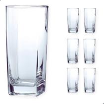 Jogo de Copos de Vidro 300ML Quadrado Texas Miami Bali Transparente Jogo de Copos de Vidro 300ML Quadrado Texas Miami Bali Transparente