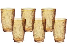 Jogo de Copos de Vidro 380ml 6 Peças Casambiente - Folhas