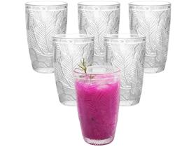 Jogo de Copos de Vidro 380ml 6 Peças Casambiente - Folhas Jogo de Copos de Vidro 380ml 6 Peças Casambiente - Folhas