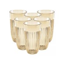 Jogo de Copos de Vidro Athena Dourado - 6 Peças - 400ml - Wincy