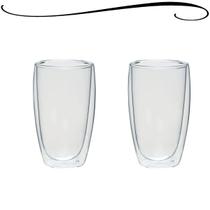 Jogo de Copos De Vidro Borossilicato Dupla Parede Utensílio de Cozinha Ideal Para Drinks Com Design Inovador 400ml