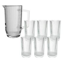 Jogo De Copos De Vidro Com Jarra Graffiato Transparente 1,2 Litros