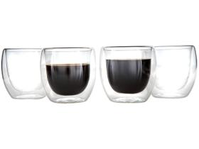 Jogo de Copos de Vidro de Café Parede Dupla 80ml 4 Peças Haus Concept Inspire
