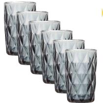 Jogo De Copos De Vidro Diamante Diamond 6 unidade Fumê 390ml