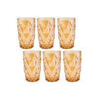 Jogo de Copos de Vidro Diamond Âmbar 6 peças de 350ml - Kehome Jogo de Copos de Vidro Diamond Âmbar 6 peças de 350ml - Kehome