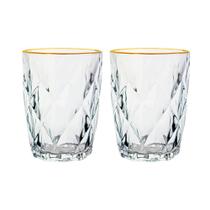 Jogo de Copos de Vidro Diamond Fio de Ouro 270ml 2 peças - Lyor