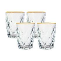 Jogo de Copos de Vidro Diamond Fio de Ouro 270ml 4 peças - Lyor
