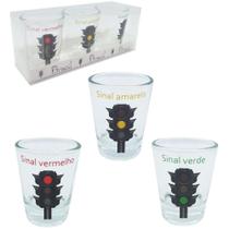 Jogo De Copos De Vidro Dose Estampado 50ml Com 3 Peças - Interponte Jogo De Copos De Vidro Dose Estampado 50ml Com 3 Peças - Interponte