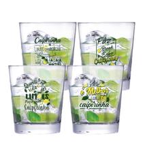 Jogo de Copos de Vidro Event Coleção Divertidas para Caipirinha 230ml 4pcs Ruvolo