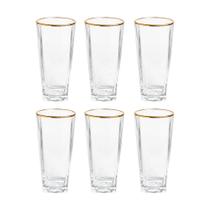 Jogo de Copos de Vidro Fio de Ouro Pisa 280ml 6 peças - Hauskraft Jogo de Copos de Vidro Fio de Ouro Pisa 280ml 6 peças - Hauskraft