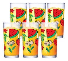 Jogo De Copos De Vidro Multiuso Red Fruits Flores Orange 255ml 6pcs Suco Jogo De Copos De Vidro Multiuso Red Fruits Flores Orange 255ml 6pcs Suco