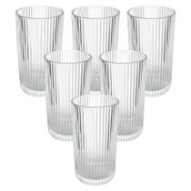Jogo de Copos de Vidro Transparente Graffiato Long Drink 420ml 6 peças - Hauskraft