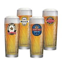 Jogo de Copos de Vidro Zurich Rótulo Frases Coleção para Cerveja 320ml, 4 pcs Ruvolo