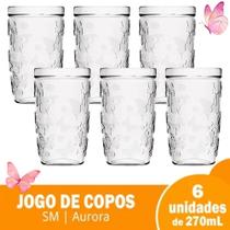 Jogo de Copos de Vidros 270ML SM AURORA Nadir com 6 peças de Vidro Incolor - PANAMI