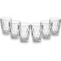 Jogo de Copos Diamante 300ml em Vidro Grosso Transparente Kit com 6 Unidades