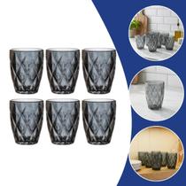 Jogo De Copos Diamante Cinza 280ml Conjunto Elegante Jogo De Copos Diamante Cinza 280ml Conjunto Elegante