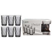 Jogo de Copos Diamond Cinza 6 Peças 350ml Relevo Vidro Mesa Posta Cozinha Elegante Luxo Água Suco Bebidas Resistentes Jogo de Copos Diamond Cinza 6 Peças 350ml Relevo Vidro Mesa Posta Cozinha Elegante Luxo Água Suco Bebidas Resistentes