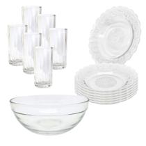 Jogo De Copos E Pratos 9 Peças Aparelho De Jantar com Bowl Pro Grande Completo Jogo De Copos E Pratos 9 Peças Aparelho De Jantar com Bowl Pro Grande Completo