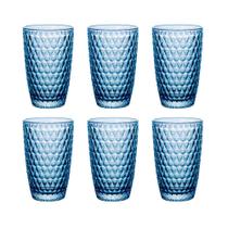 Jogo de copos em vidro L'Hermitage Amelie 355ml 6 peças azul