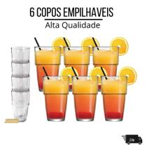 Jogo De Copos Empilhaveis Grosso Vidro Alta Qualidade 350ml - HERCOS Jogo De Copos Empilhaveis Grosso Vidro Alta Qualidade 350ml - HERCOS