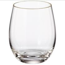 Jogo de Copos Mergus para Whisky com 06 Peças em Cristal Ecológico com Borda Dourada 410ml - L'Hermitage