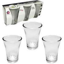 Jogo De Copos Merona De Vidro 3 Peças 115ml Em Casa Tem