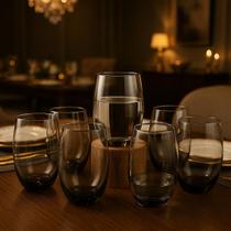 Jogo De Copos Premium Fumê de Vidro de 465ml Nadir com 6 peças