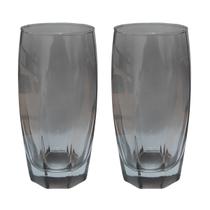 Jogo de Copos Vidro Florida 370ml Cinza Suco Agua - 2Un