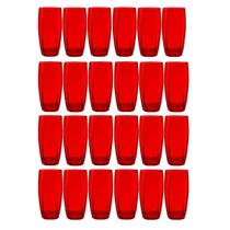 Jogo de Copos Vidro Florida 370ml Vermelho Suco Agua - 24Un