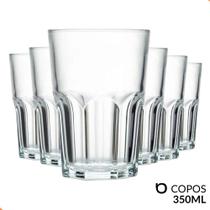 Jogo De Copos Vidro Kit 6 Peças 350ml Cozinha Água Suco