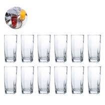 Jogo de Copos Vidro Texas 320ml Quadrado Suco Agua - 12Un