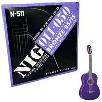 Jogo de cordas 011 em Aço para violão Tensão Light Nig N511 + corda extra E (mi) + palheta