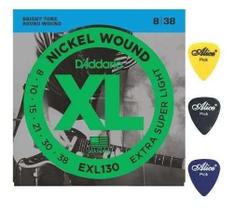 Jogo De Cordas D'addario Para Guitarra Exl130 + Palhetas