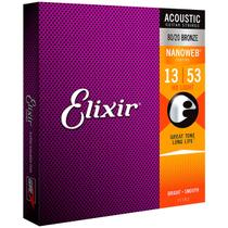 Jogo De Cordas Elixir Revestidas Para Violão Aço Folk HD Light 013-053
