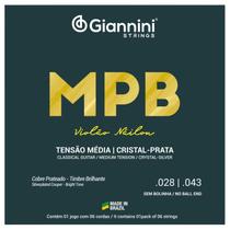 Jogo De Cordas Giannini Violão Nylon Médio Série Mpb Genws