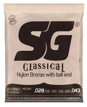 Jogo de Cordas Violão Nylon, Tensão Média Com Bolinha - SG