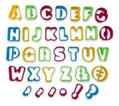 Jogo De Cortadores Letras Alfabeto Biscoito Pasta Americana