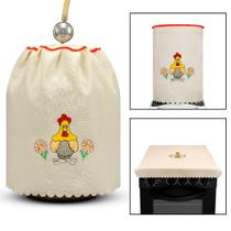 Jogo de Cozinha 3 pçs Botijão Galão Fogão Oxford Bordado Estampado Viés Sortido Kit de Capas Decorat Jogo de Cozinha 3 pçs Botijão Galão Fogão Oxford Bordado Estampado Viés Sortido Kit de Capas Decorat