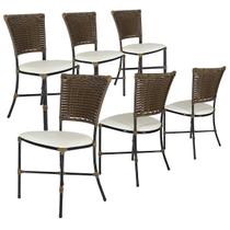 Jogo de Cozinha 6 Cadeiras Gramado Jantar Em Fibra Sintética Cadeira para Área Externa e Interna.