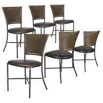 Jogo de Cozinha 6 Cadeiras Gramado Jantar Em Fibra Sintética Cadeira para Área Externa e Interna. - Panero Móveis