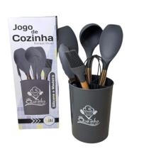 Jogo de cozinha 7 pecas silicone cinza - 123util
