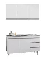 Jogo de Cozinha Armário 120mt e Balcão 120mt Andréia Sem Tampo Branco Ajl