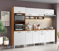 Jogo de Cozinha Atena Completo 249cm - Cinamomo/Branco Aramóveis Jogo de Cozinha Atena Completo 249cm - Cinamomo/Branco Aramóveis
